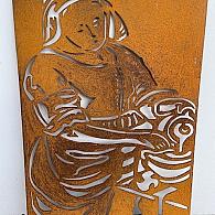 Melkmeisje, 50x75cm, cortenstaal