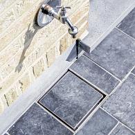 Aco Vloerput bluestone 20x20x19,5cm Zij-uitloop