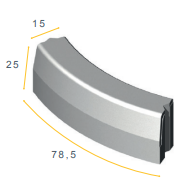 Trottoir bocht 13/15x25x58.6 0.75u grijs vis
