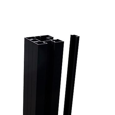 Aluminium paal incl. 1 afdichtprofiel en startblokjes zwart 9005 75x75x2800mm(per 50st)