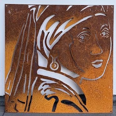 Meisje met de parel, 50x50cm, cortenstaal