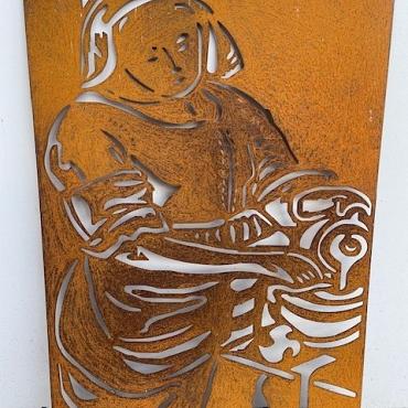 Melkmeisje, 50x75cm, cortenstaal