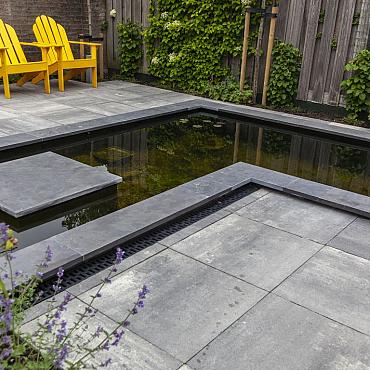 Hoek blue moon honed linea 50/30x50x3cm gezoet met facet