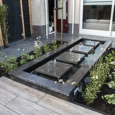 Vijverrand blue moon honed linea 100x20x3cm gezoet met facet