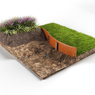 Flexline 240 x 2160mm Corten incl. 5 grondnagels en verbindingsset