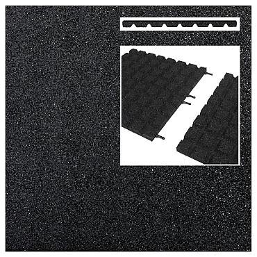 Rubbertegel 50x50x2.5 cm zwart (incl 4st pennen)