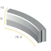 Trottoir bocht 13/15x25x78.5 8i grijs vis